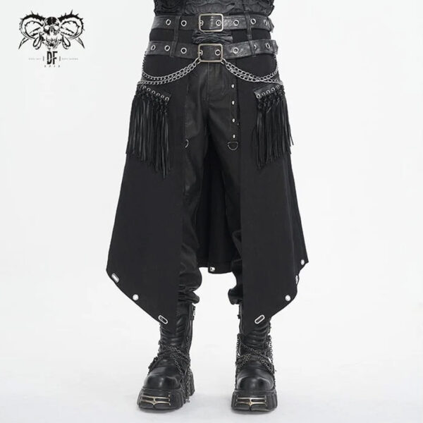 Kilt gótico con borlas y doble cinturón para hombre