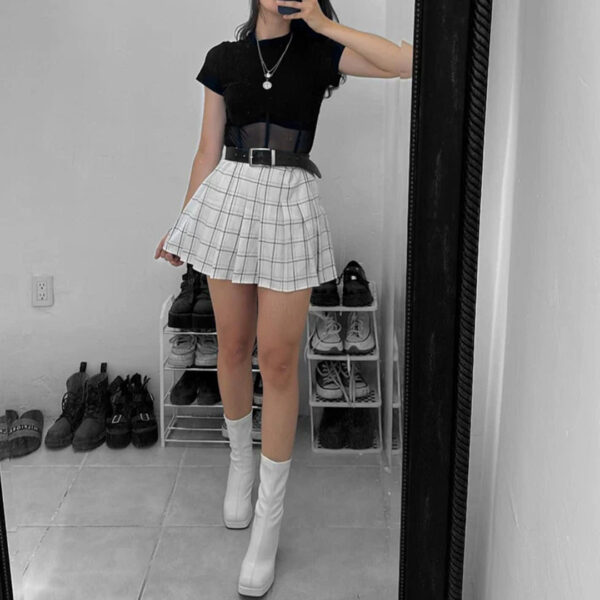 Tops de malla transparente ajustados con cuello alto - Imagen 2