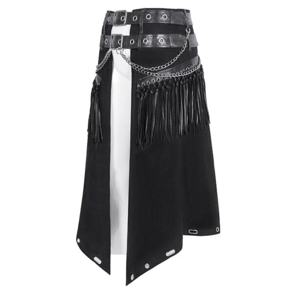 Kilt gótico con borlas y doble cinturón para hombre - Imagen 3