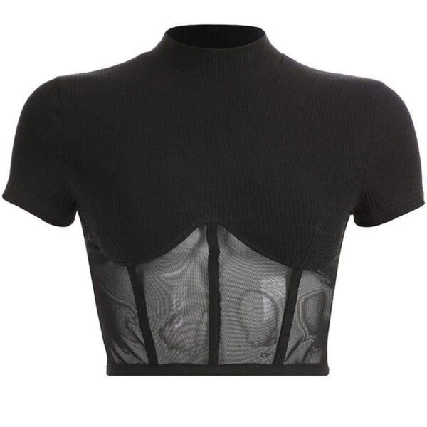 Tops de malla transparente ajustados con cuello alto - Imagen 3