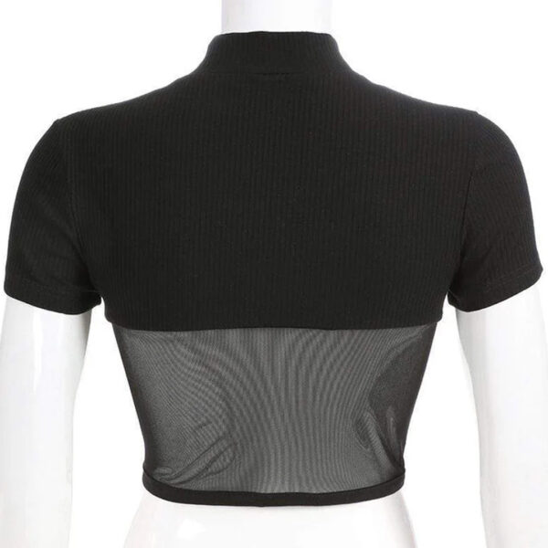 Tops de malla transparente ajustados con cuello alto - Imagen 4